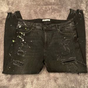 Zara Men’s Paint Splatter & Ripped Skinny Paint Jeans